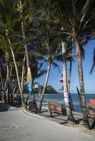 bolabog beach view with surfboard in boracay island philippines photo