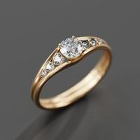 Gold Diamond Ring Macro Soft focus 3D Rendering photo
