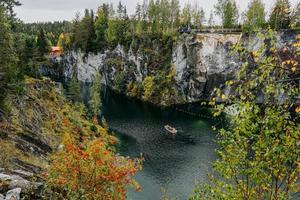 Abandoned marble canyon in the mountain park of Ruskeala, Karelia, Russia photo