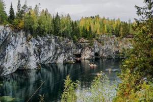 Abandoned marble canyon in the mountain park of Ruskeala, Karelia, Russia photo