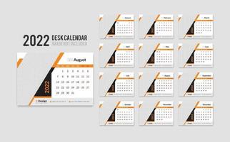 Print Ready Desk Calendar Template for 2022 Year, Desktop Monthly Office Calendar 2022 Week Starts on Monday, Yearly Planner vector