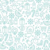 Christmas seamless pattern with xmas icons. Vector isolated illustration in outline style