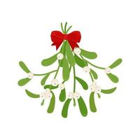 Mistletoe Branch, isolated on a white background. Vector illustration in flat style