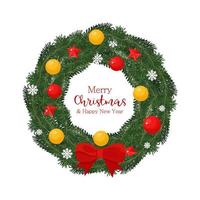 Christmas wreath, isolated on white background. Vector illustrattion, template for greeting card, poster