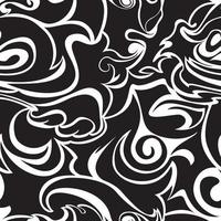 Seamless pattern of spirals and curls in black on on a white background vector