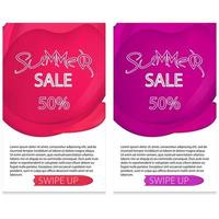 set of dynamic modern geometric and liquid mobile for summer sales of banners vector