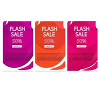 set of dynamic modern geometric and liquid mobile for flash sales of banners Purple orange and red colors vector