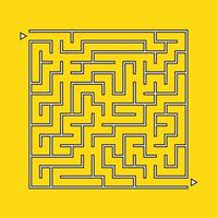 Abstract square maze. An interesting and useful game for kids. Children's puzzle with one entrance and one exit. Labyrinth conundrum. Simple flat vector illustration isolated on color background.