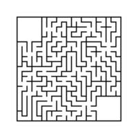 Abstract square maze with entrance and exit. An interesting and useful game for children. Simple flat vector illustration isolated on white background. With a place for your drawings.