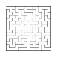 Abstract square maze. An interesting and useful game for children. Simple flat vector illustration isolated on white background.