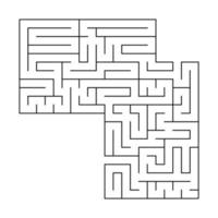 Abstract square maze with entrance and exit. An interesting and useful game for children. Simple flat vector illustration isolated on white background. With a place for your drawings.