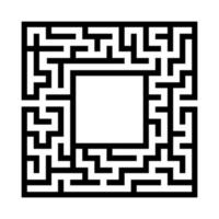 Black abstract square maze with a place for your image. An interesting and useful game for kids. A simple flat vector illustration isolated on a white background.