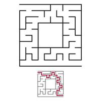 Laberinto cuadrado negro con entrada y salida. un juego interesante y útil para los niños. Ilustración de vector plano simple aislado sobre fondo blanco. con un lugar para tus dibujos. con la respuesta.