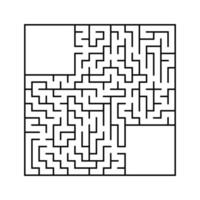 Abstract square maze with entrance and exit. An interesting and useful game for children. Simple flat vector illustration isolated on white background. With a place for your drawings.