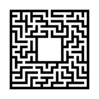 Black abstract square maze with a place for your image. An interesting and useful game for kids. A simple flat vector illustration isolated on a white background.