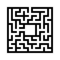 Black abstract square maze with a place for your image. An interesting and useful game for kids. A simple flat vector illustration isolated on a white background.