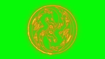 dragón de pantalla verde con anillo de fuego video