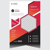 Black and red simple company business flyer design template vector