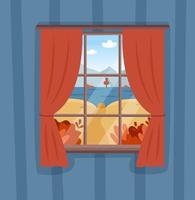 Autumn landscape view from window vector