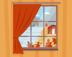 Autumn landscape view from window vector
