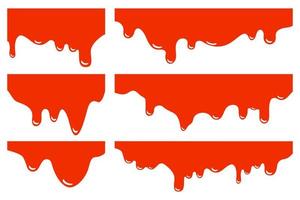 Dripping borders set. Red blood Halloween typography. Vector illustration.