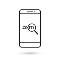 Mobile phone flat design icon with Dot com sign. vector