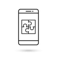 Mobile phone flat design with puzzle icon. vector