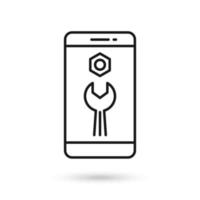 Mobile phone flat design with technical support icon vector