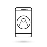 Mobile phone flat design with user avatar sign. vector