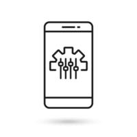 Mobile phone with Mass Customization flat design icon. vector