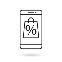 Mobile phone flat design with Shopping Bag with Percent Sign vector