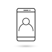 Mobile phone flat design with user avatar icon. vector