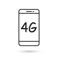 icono de diseño plano de teléfono móvil con símbolo de tecnología de comunicación 4g vector