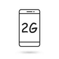 icono de diseño plano de teléfono móvil con símbolo de tecnología de comunicación 2g vector