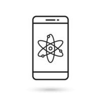 icono de diseño plano de teléfono móvil con símbolo de átomo vector