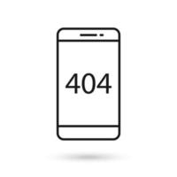 Mobile phone flat design icon with not found 404 sign. vector