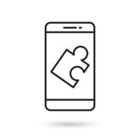 Mobile phone flat design icon with puzzle symbol vector