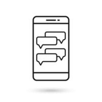 Mobile phone flat design icon with speech bubbles symbol vector