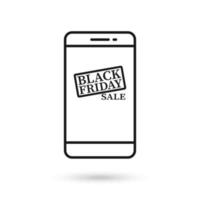 Mobile phone flat design with black friday sale icon. vector