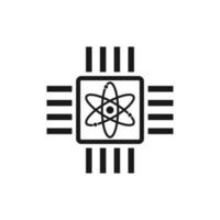 Quantum computing vector icon, cpu symbol.