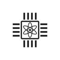 Quantum computing vector icon, cpu symbol.