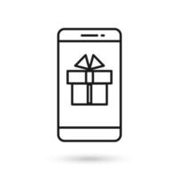 Mobile phone flat design with gift box Sign vector