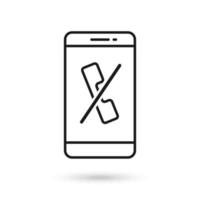 Mobile phone with crossed-out handset flat design icon. vector