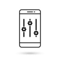 Mobile phone flat design with setting icon. vector