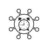 Molécula de coronavirus bajo cronómetro. farmacia y asistencia sanitaria. vector