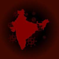 India mapa rojo con el concepto de virus covid-19. vector