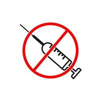 No vaccine line icon. Stop Vaccination sign. vector