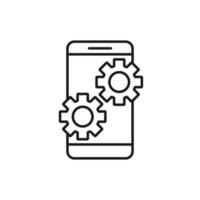 Mobile phone icon with settings sign. Mobile phone icon and customize, setup vector