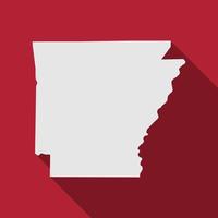 Arkansas state map with long shadow vector