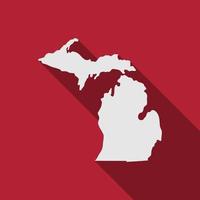 Mapa del estado de Michigan con una larga sombra vector